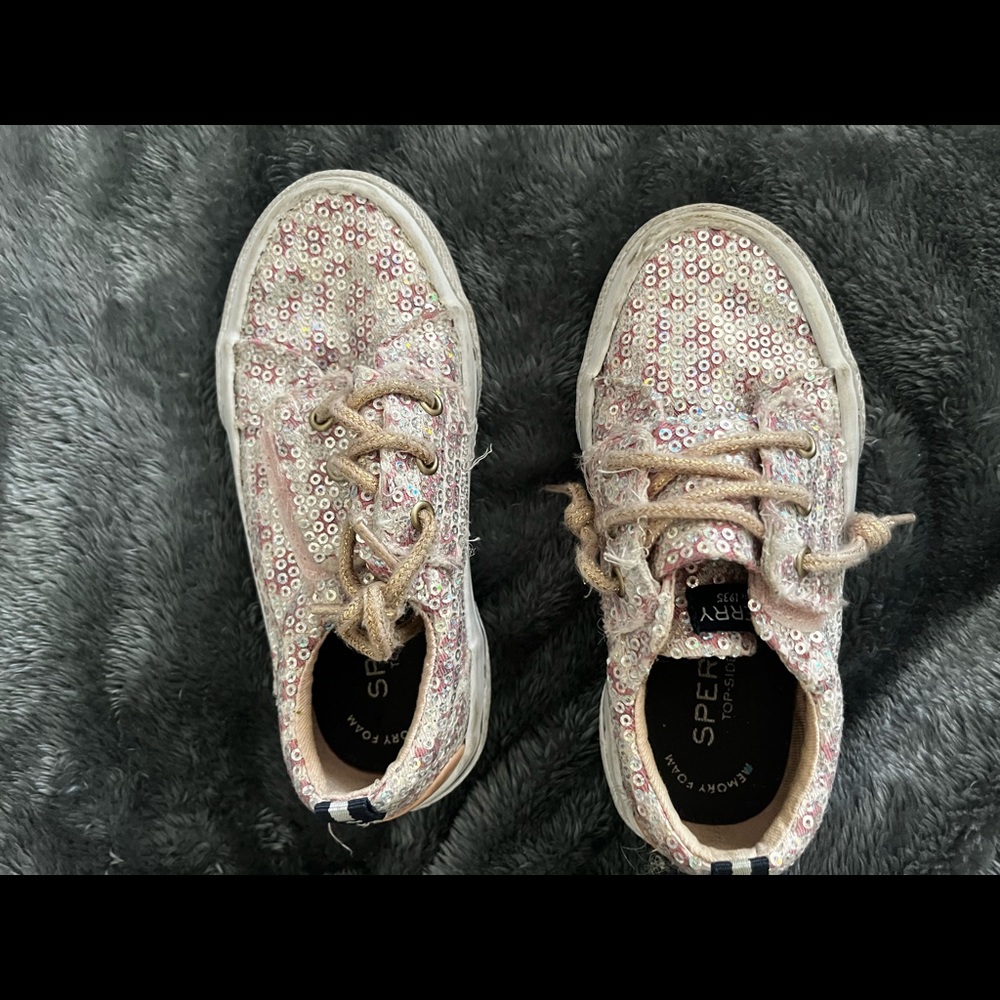Pink sequin sperrys